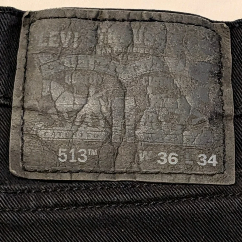 Levis 513 Slim Straight Jeans Mens 36x34 Black Denim Pants 00513-0691
